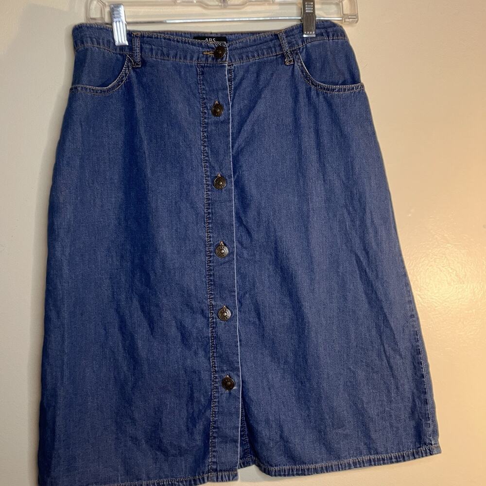 ABS Jean Skirt Waist Size 27 Women’s Button Front with Pockets